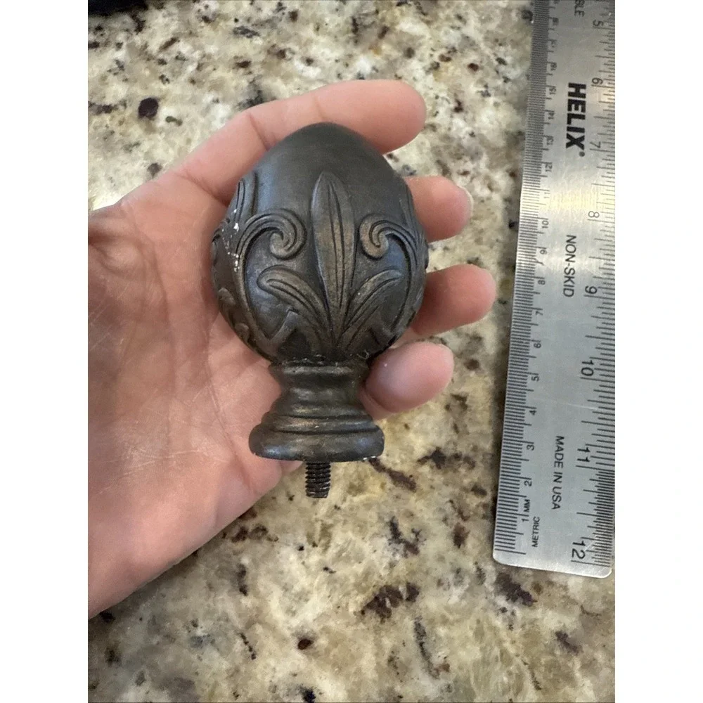 Set Of 4 Curtain‎ ROD FINIALS, BRONZE FINISH THREAD GOOD CONDITION Cabinet Knobs